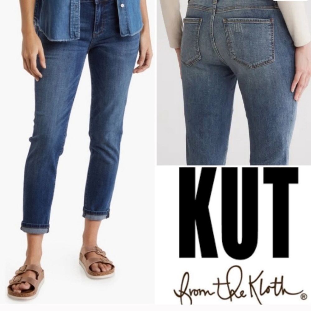 Kut from the Kloth Women's Katy ankle straight leg gentle worn jeans